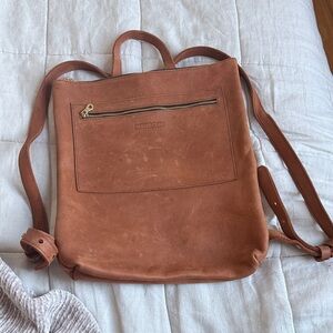 Parker Clay Tan Leather Backpack
